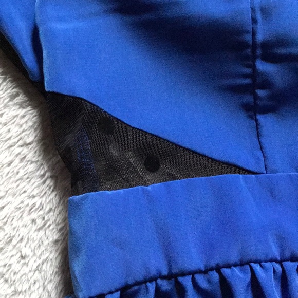 NWOT Royal Blue Polka Dotted Mesh Party Dress - Picture 3 of 7